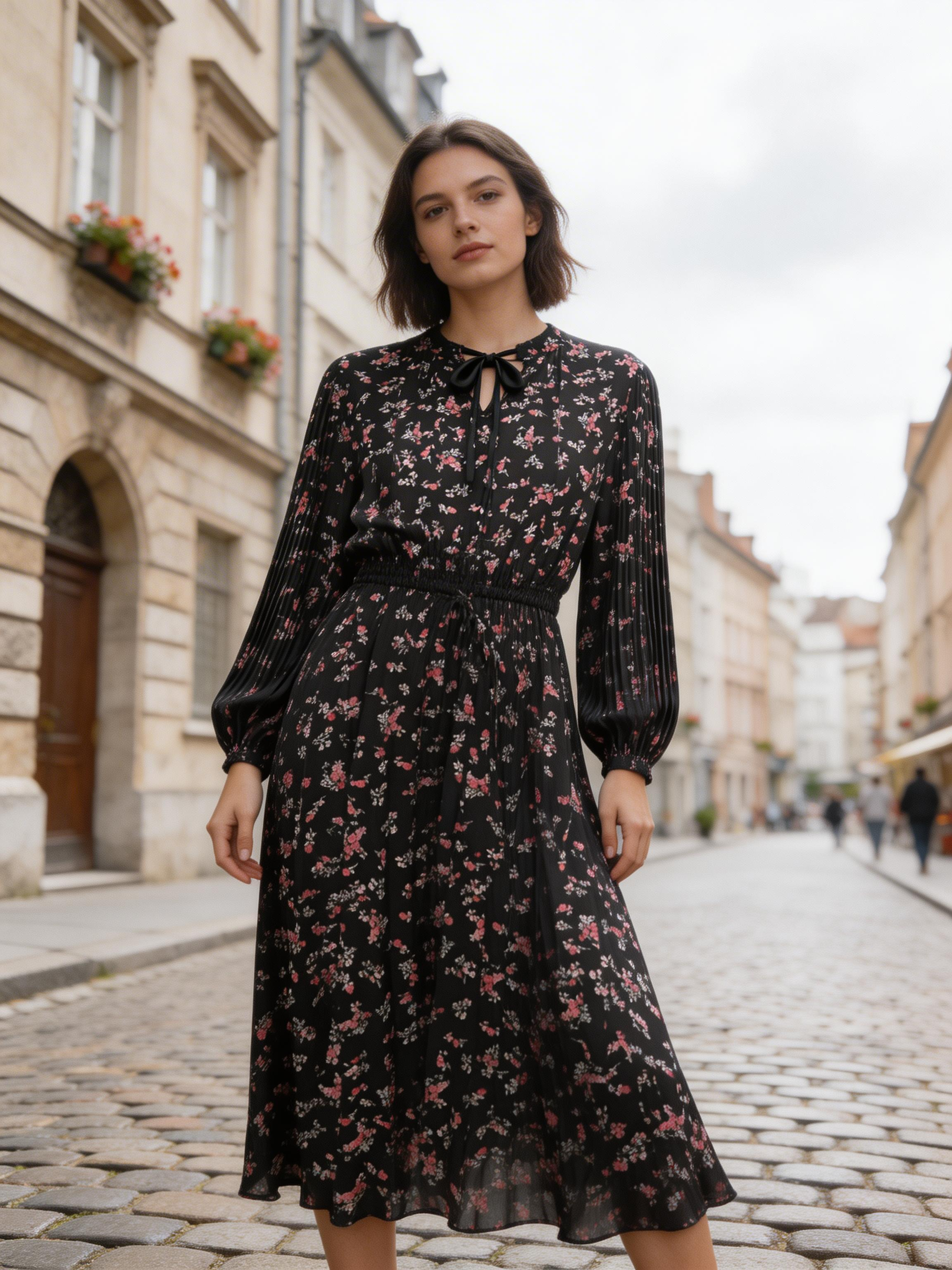 Robe midi fluide à imprimé fleuri – Élégance naturelle