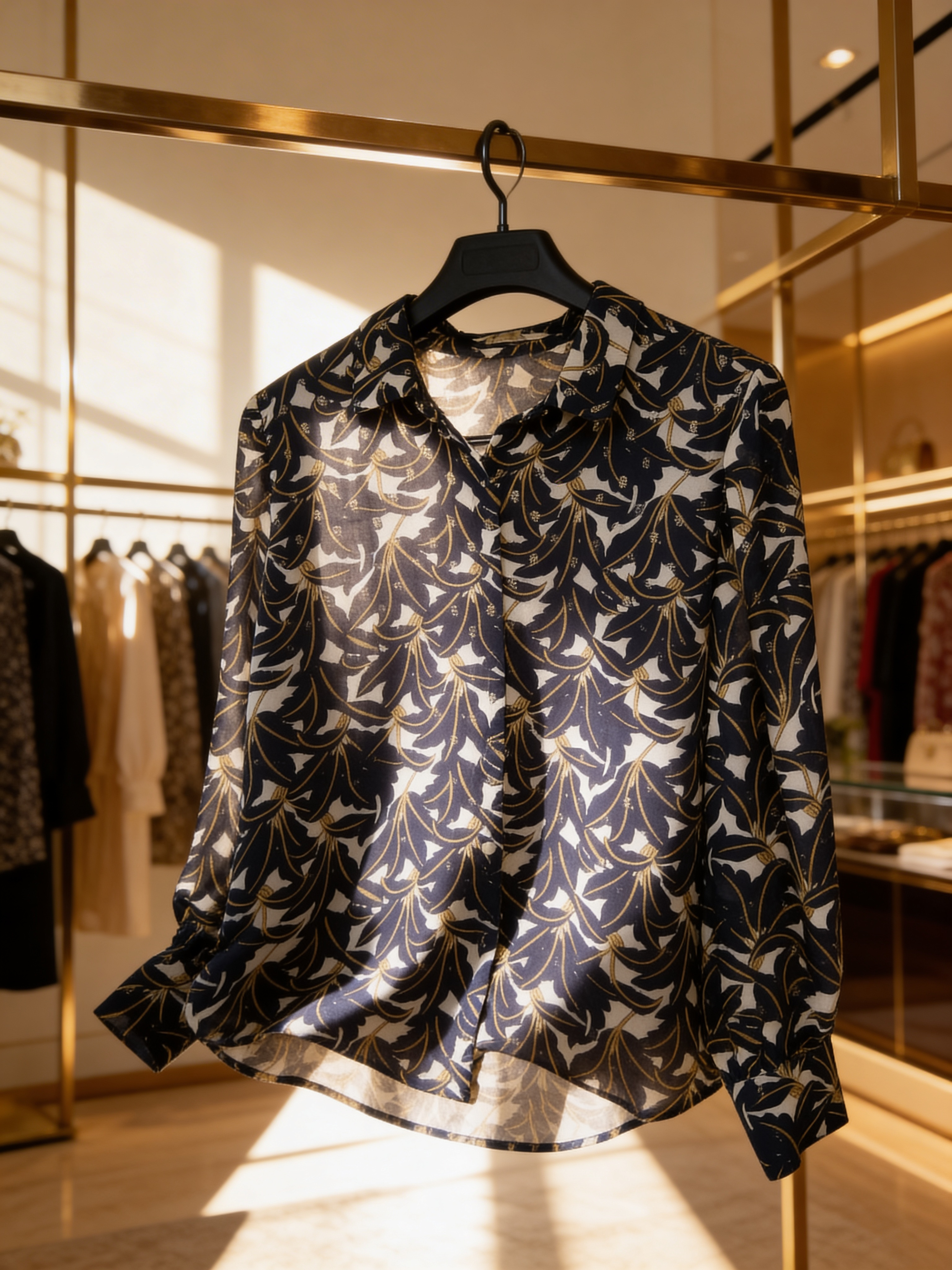 Blouse noire à imprimé végétal doré - Y ´ Coo Paris