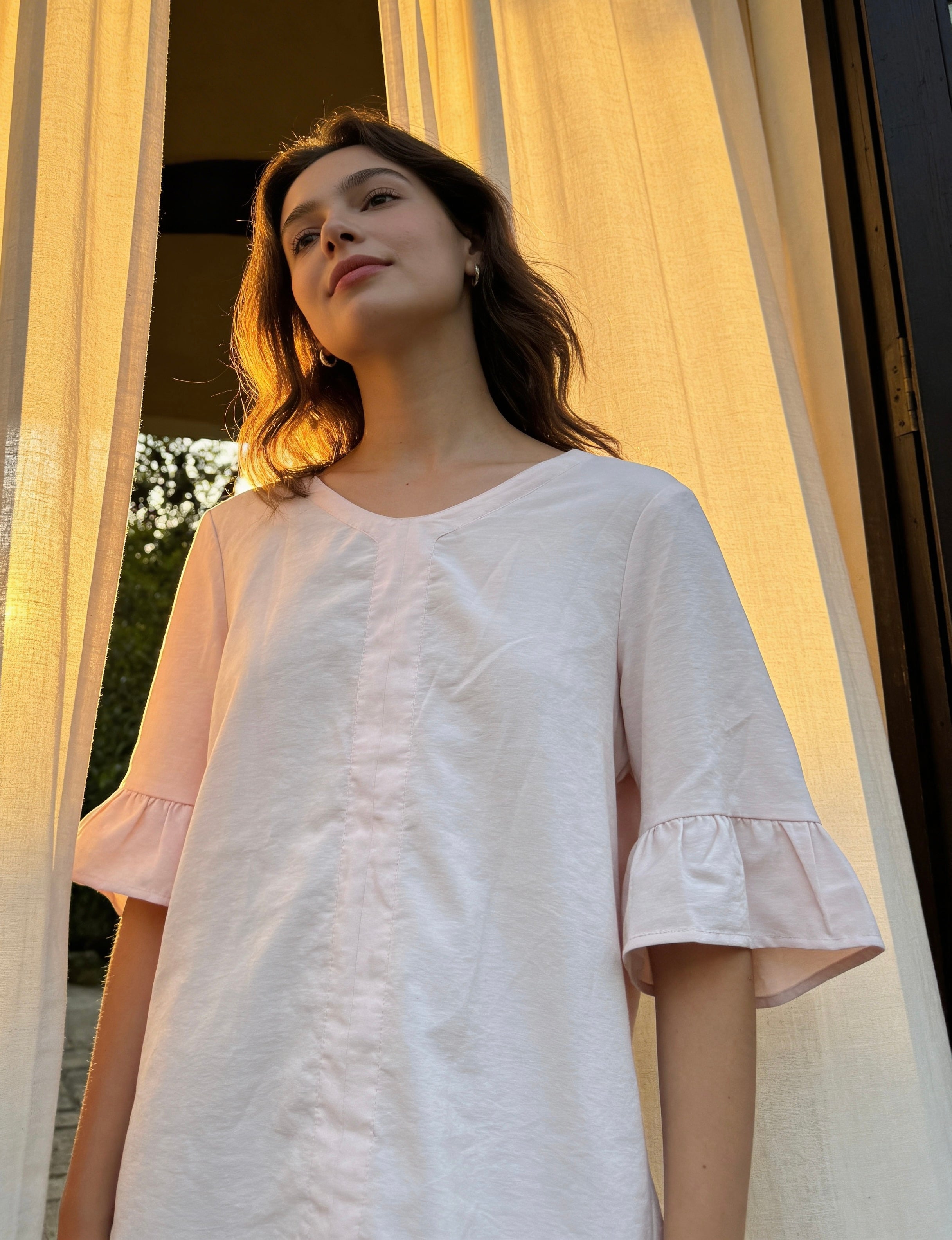 Blouse rose pâle à manches volantées - Vero Moda ´