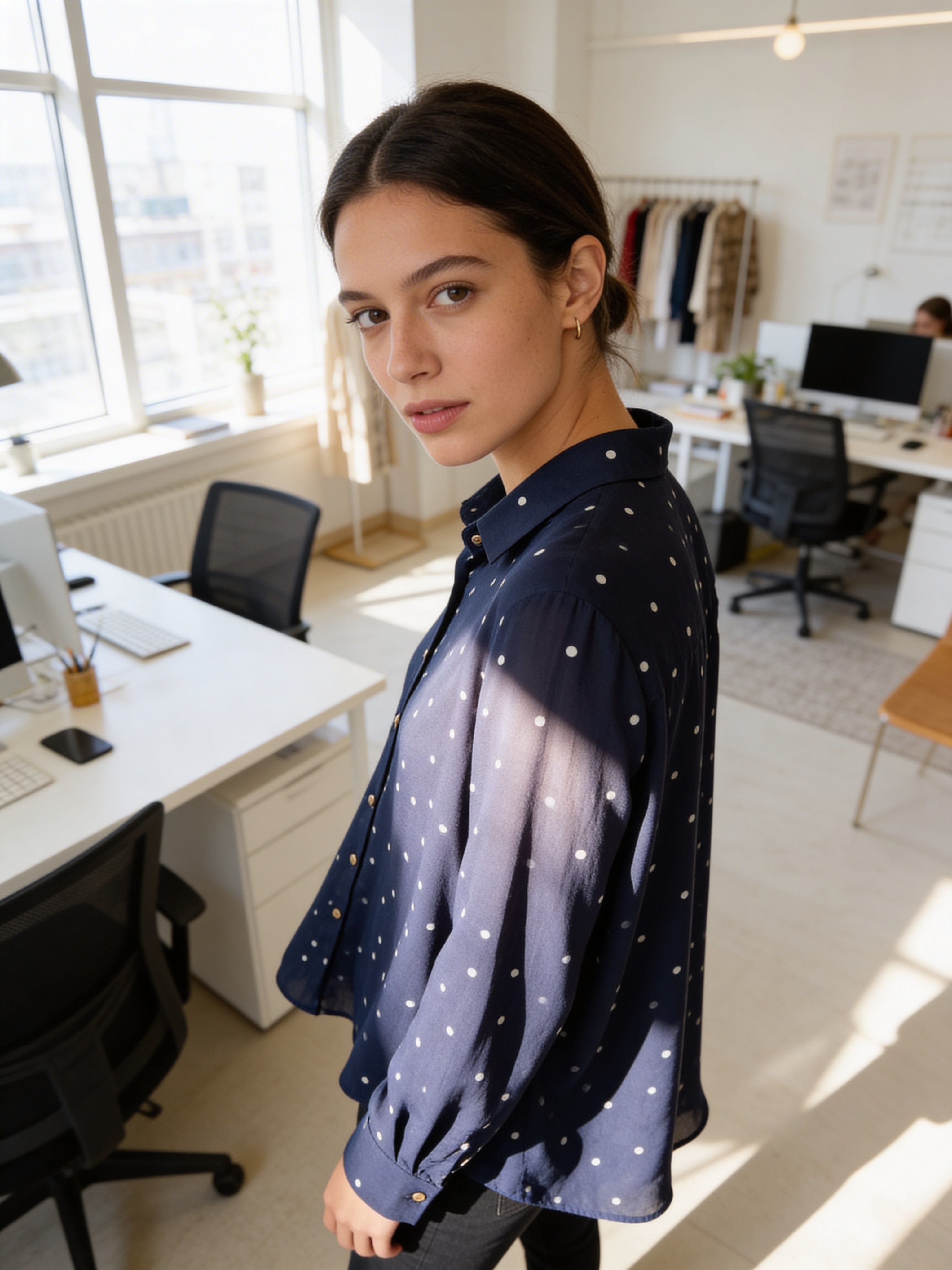 Chemise bleu marine à pois blancs - Musy Muse