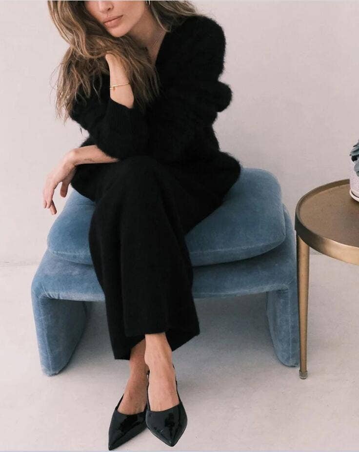 Cardigan en maille imitation vison douillet coupe ample pull doux: Noir / S