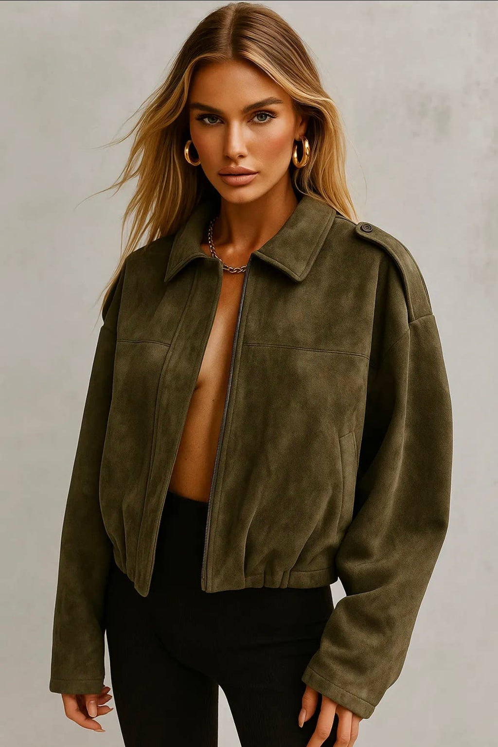 Veste en daim - 3275: Kaki / S