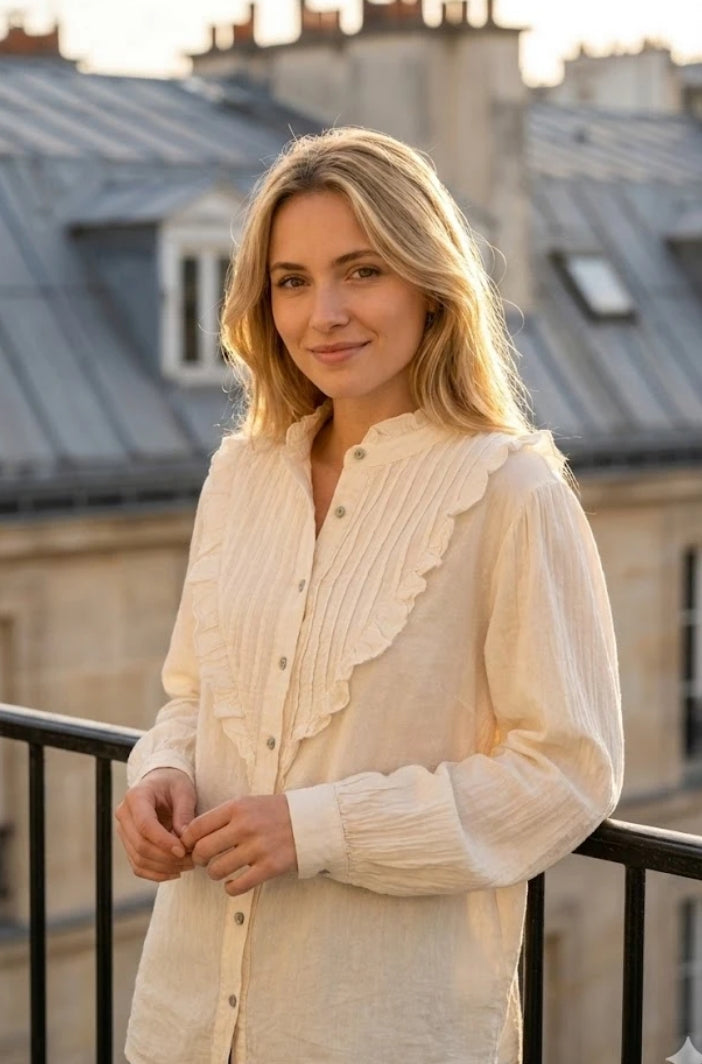 Chemise à volants et boutons - TU