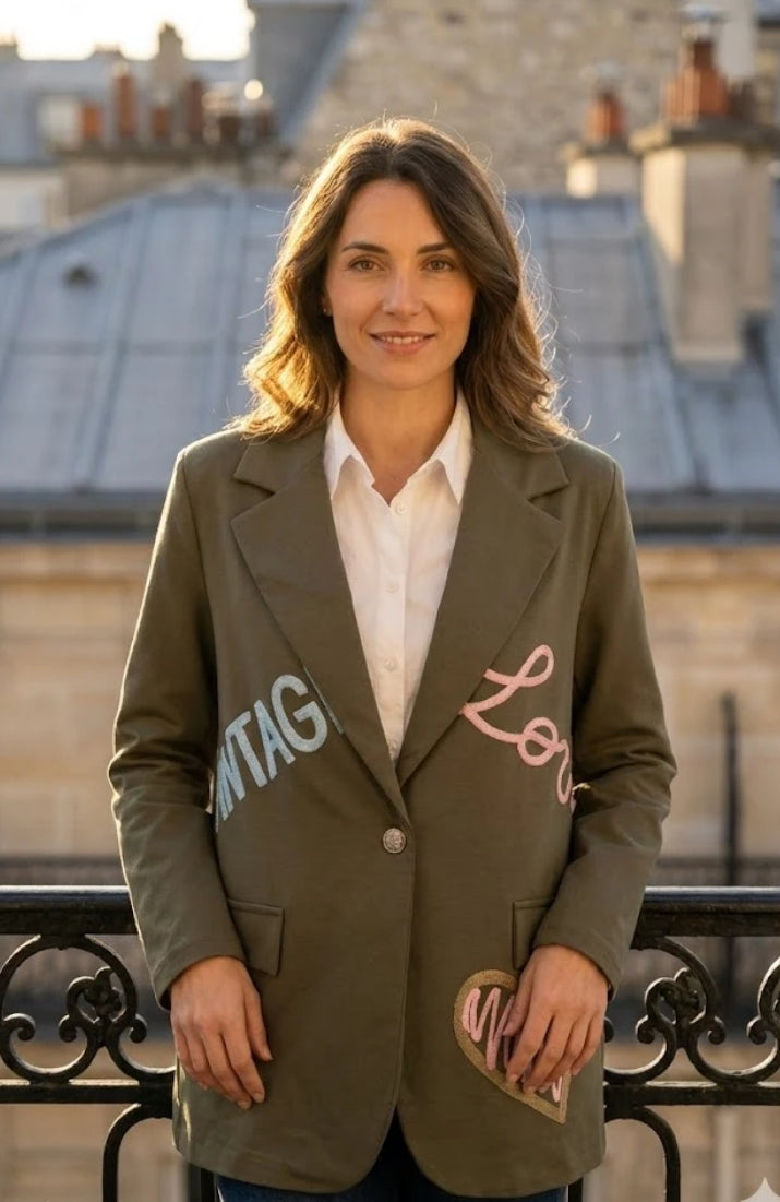 Veste blazer casual brodée - TU