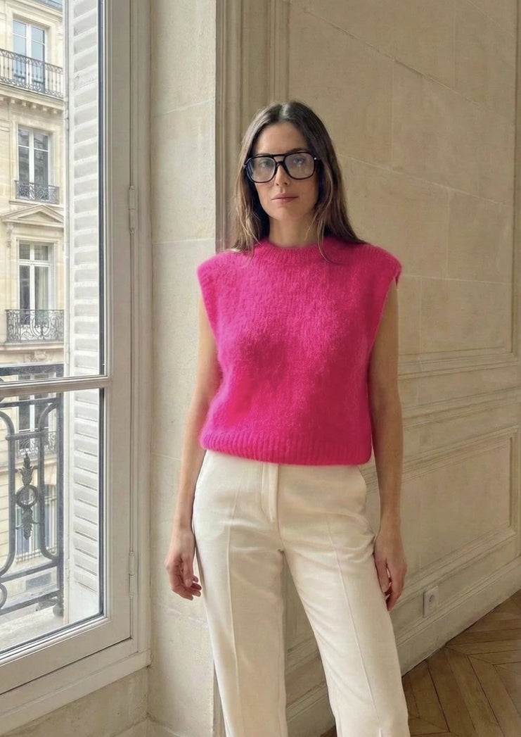 Pull Sans Manche En Mohair - TU