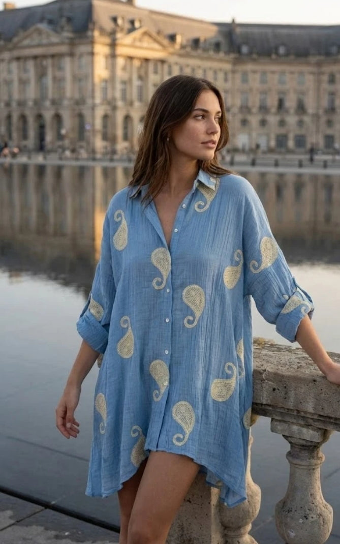 Robe Chemise fluide avec broderies