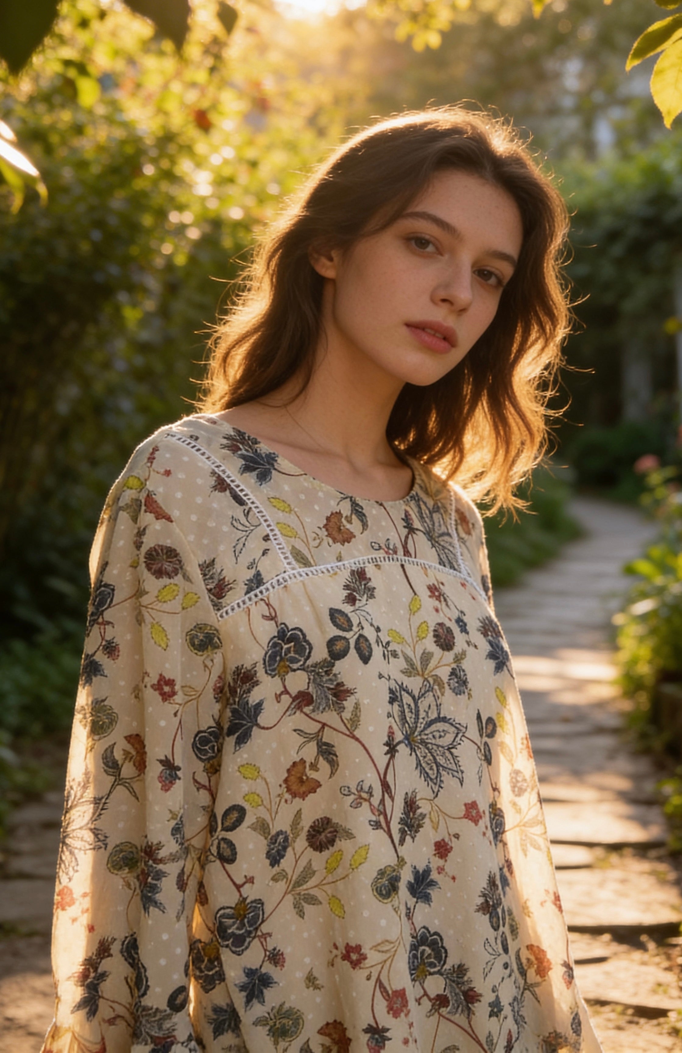 Blouse fluide beige à imprimé floral - Only
