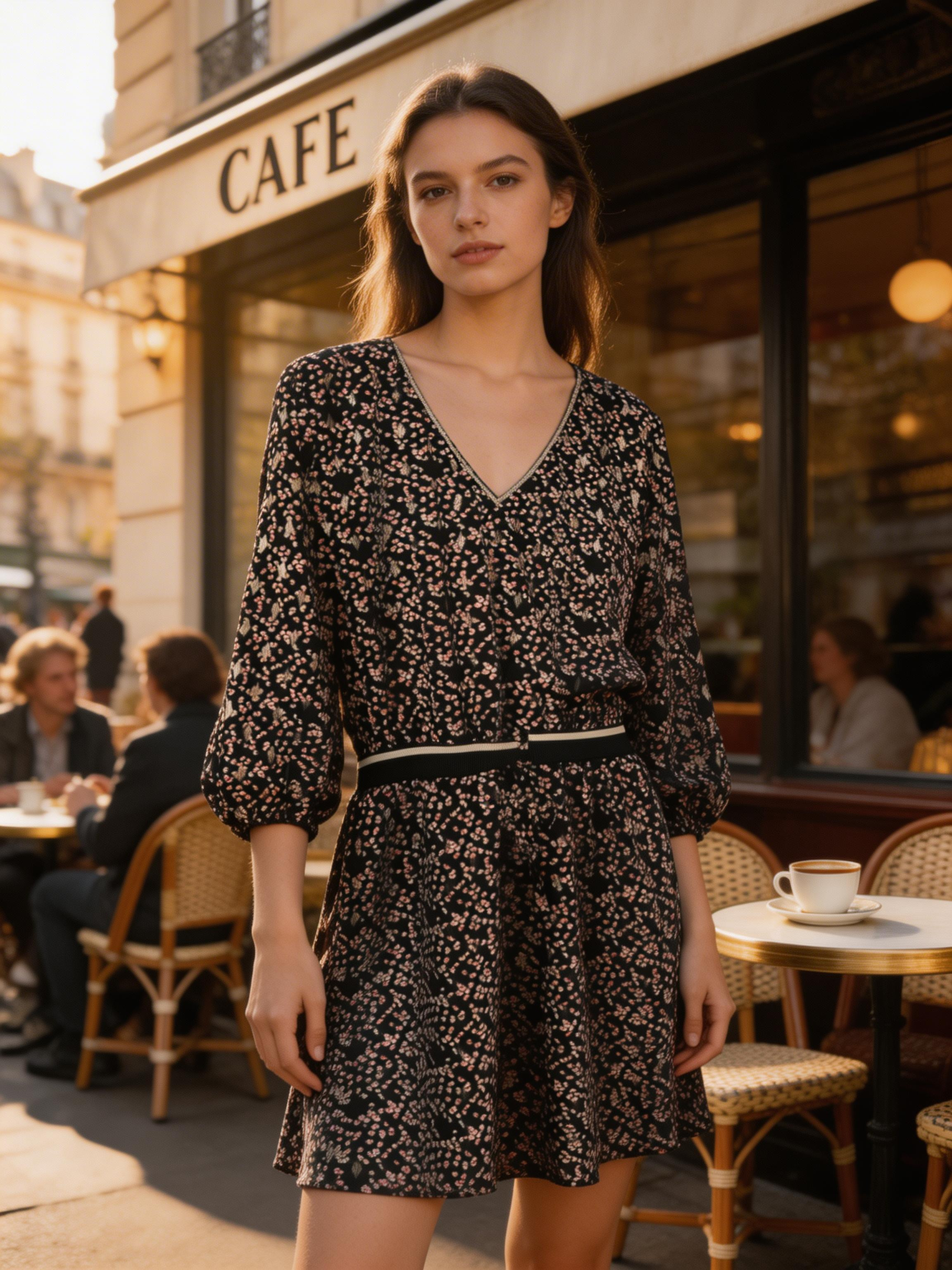 Robe courte fluide à imprimé fleuri – Élégance parisienne - RUEDESABBESSES Paris